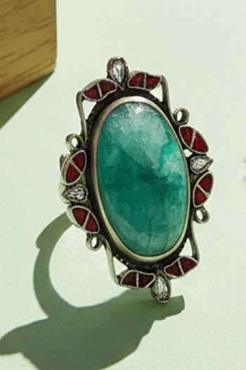 Buy_Sangeeta Boochra_Blue Stones Embellished Ring _at_Aza_Fashions