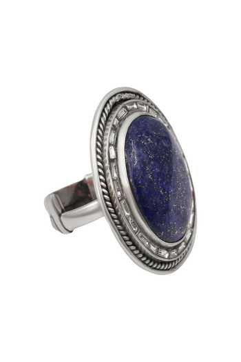 Shop_Sangeeta Boochra_Blue Imitation Gemstones Signature Lapis Lazuli Embellished Ring _at_Aza_Fashions