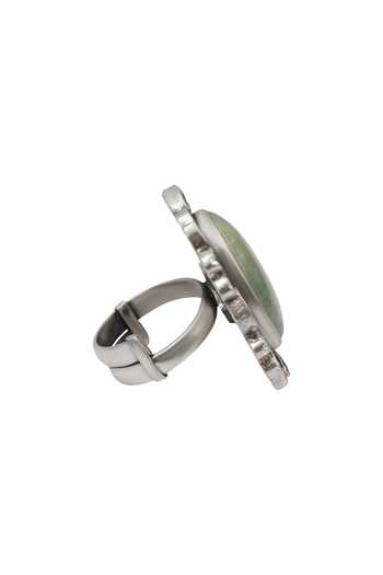 Shop_Sangeeta Boochra_Green Crystals, Gemstones Oval Ring _at_Aza_Fashions