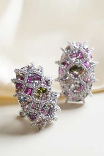 Buy_MRJEWELS_Multi Color Swarovski Embellished Studs _at_Aza_Fashions