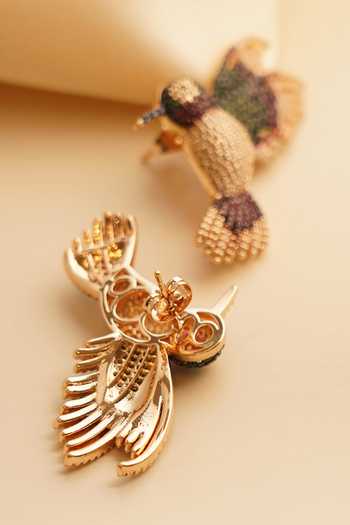 Shop_MRJEWELS_Green Bird Flyway Earrings _at_Aza_Fashions