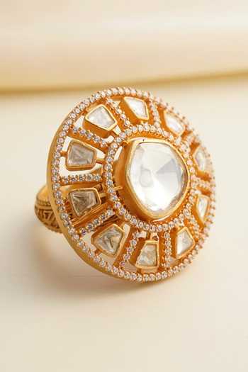 Buy_MRJEWELS_White The Saanvi Moissanite Embellished Ring _at_Aza_Fashions