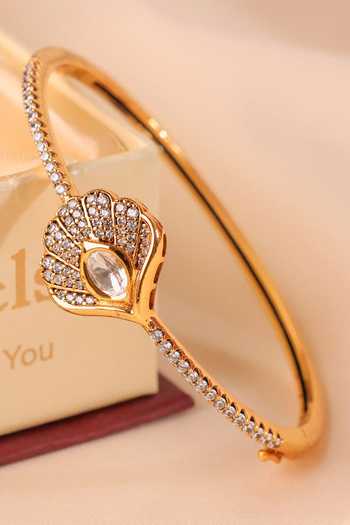 Buy_MRJEWELS_Gold Plated Celestia Embellished Bangle _at_Aza_Fashions