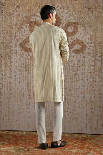 Shop_Asuka_Ivory Chanderi Silk Embroidered Kurta Set _at_Aza_Fashions