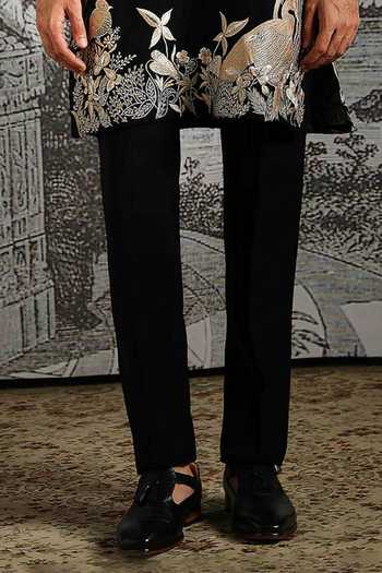 Asuka_Black Floral Embroidered Kurta Set _Online_at_Aza_Fashions