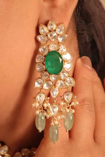 Shop_MRJEWELS_Green Tyaani Inspired Moissanite And Doublet Choker Set _at_Aza_Fashions