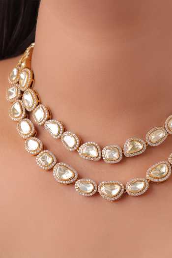 Shop_MRJEWELS_White Layered Moissanite Necklace Set _at_Aza_Fashions