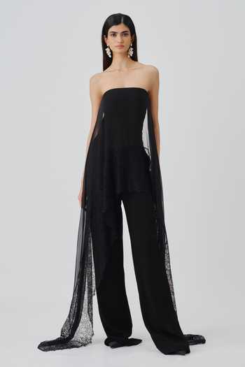 Buy_Aroka_Black Chiffon, Midnight Veil Jumpsuit With Scarf _at_Aza_Fashions