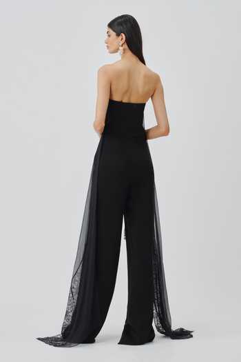 Shop_Aroka_Black Chiffon, Midnight Veil Jumpsuit With Scarf _at_Aza_Fashions