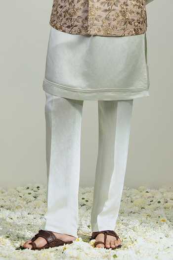 Madhav Agasti_Beige Silk Hand Embroidered Nehru Jacket _Online_at_Aza_Fashions