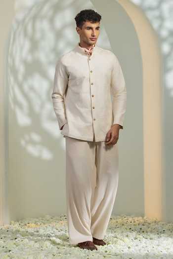 Shop_Madhav Agasti_Ivory Cotton Full Sleeve Shirt _at_Aza_Fashions