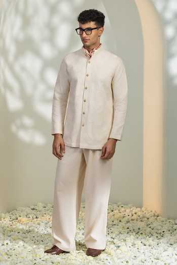 Buy_Madhav Agasti_Ivory Cotton Full Sleeve Shirt _at_Aza_Fashions
