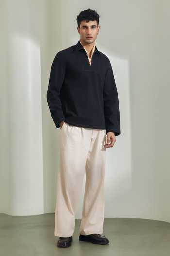 Buy_Madhav Agasti_Black Denim Plain Shirt _at_Aza_Fashions