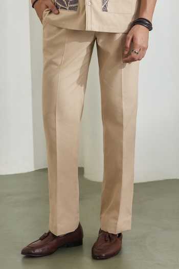 Shop_Madhav Agasti_Beige Handloom Cotton Shirt And Trouser Set _Online_at_Aza_Fashions