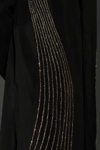 ROHIT DOSHI_Black Polyester Carbon Embroidered Kurta _Online_at_Aza_Fashions