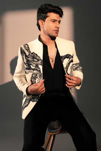 ROHIT DOSHI_Off White Polyester Embroidery Ancient Layers Bandhgala And Pant Set _Online_at_Aza_Fashions
