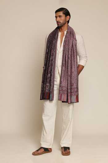 Shop_SHAZA_Multi Color Wool Kani Woven Stole _at_Aza_Fashions