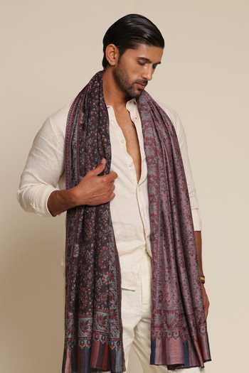 Buy_SHAZA_Multi Color Wool Kani Woven Stole _at_Aza_Fashions