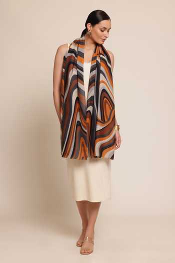 Shop_SHAZA_Multi Color Disruption Pashmina Stole _at_Aza_Fashions