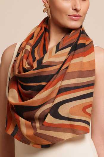 SHAZA_Multi Color Disruption Ink Strokes Pashmina Stole _Online_at_Aza_Fashions
