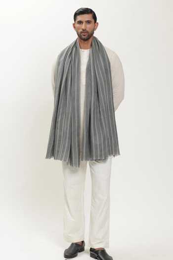 Shop_SHAZA_Multi Color Checkered Heritage Pashmina Stole _at_Aza_Fashions