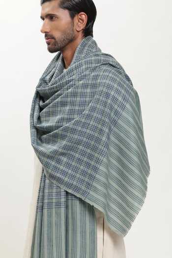 Shop_SHAZA_Multi Color Checks Pashmina Heritage Stole _at_Aza_Fashions