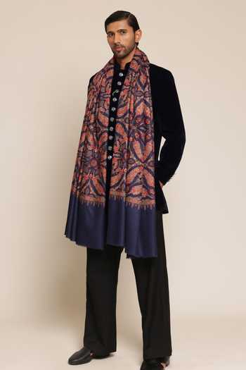 Shop_SHAZA_Multi Color Kalamkari Embroidered Pashmina Shawl _at_Aza_Fashions