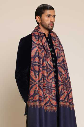 Buy_SHAZA_Multi Color Kalamkari Embroidered Pashmina Shawl _at_Aza_Fashions