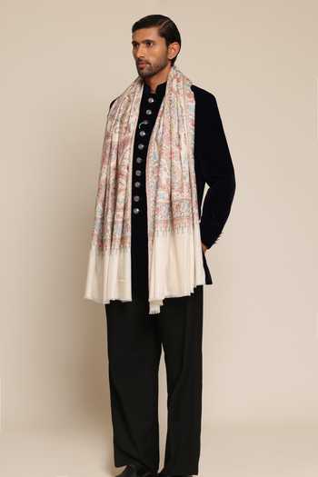 Shop_SHAZA_Multi Color Kalamkari Embroidered Shawl _at_Aza_Fashions