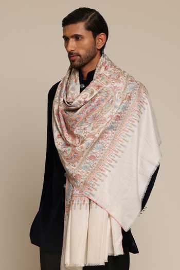 Buy_SHAZA_Multi Color Kalamkari Embroidered Shawl _at_Aza_Fashions