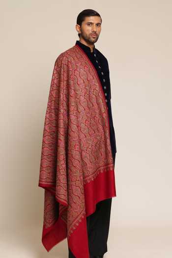 Buy_SHAZA_Multi Color Kalamkari Luxe Embroidered Shawl _at_Aza_Fashions