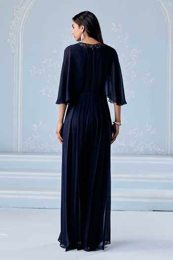 Shop_Seema Thukral_Navy Nova Hand Work Jumpsuit _at_Aza_Fashions