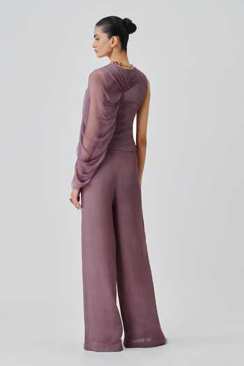 Shop_Aroka_Purple Crepe High Waist Pant _at_Aza_Fashions