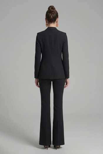 Shop_The Pretty Things by Priyanka B. Sahani_Black Crepe Hand Embroidered Blazer With Trouser _at_Aza_Fashions