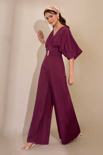 Buy_Naintara Bajaj_Wine In Motion State Jumpsuit _Online_at_Aza_Fashions