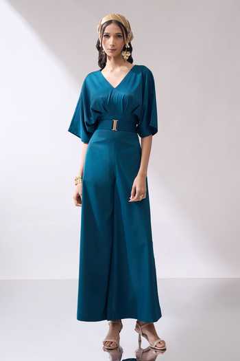 Buy_Naintara Bajaj_Blue Waves Of Elegance Jumpsuit With Belt _Online_at_Aza_Fashions