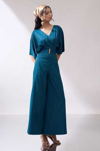 Shop_Naintara Bajaj_Blue Waves Of Elegance Jumpsuit With Belt 