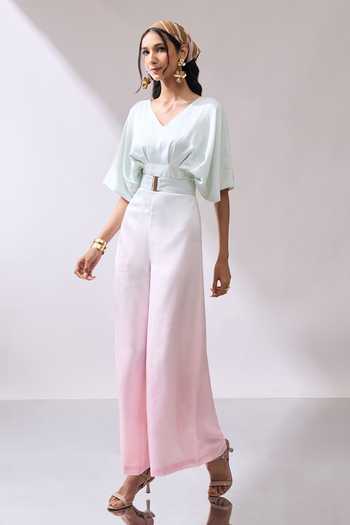 Naintara Bajaj_Blush A Dream In Ombre Pastel Jumpsuit With Belt _Online