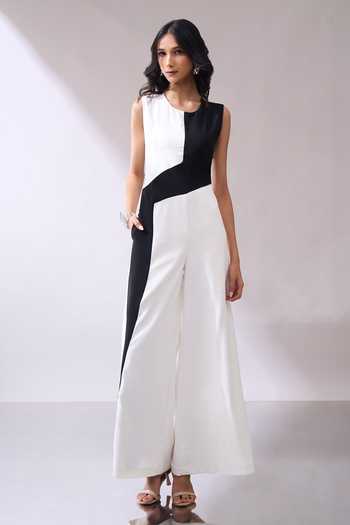 Shop_Naintara Bajaj_Black Grace In Contrast Color Block Jumpsuit 