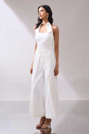 Shop_Naintara Bajaj_Ivory Corset Bodice Jumpsuit _Online_at_Aza_Fashions