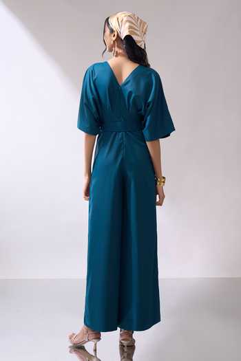 Naintara Bajaj_Blue Waves Of Elegance Jumpsuit With Belt _Online_at_Aza_Fashions