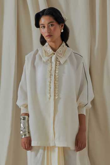 Buy_Aseem Kapoor_White Linen Collared Mandala Embroidered Shirt _at_Aza_Fashions