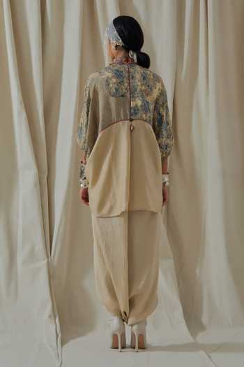 Shop_Aseem Kapoor_White Silk Collared Mandala Textured Tashan Shirt _at_Aza_Fashions