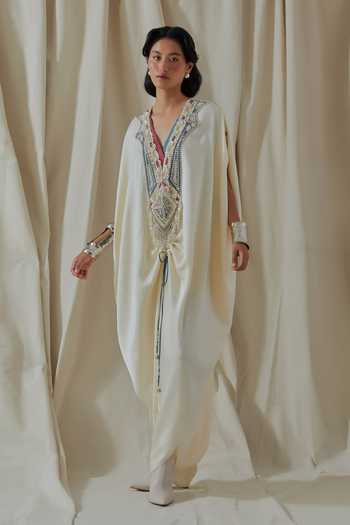 Buy_Aseem Kapoor_White Vayu Yoke Embroidered Jumpsuit _at_Aza_Fashions