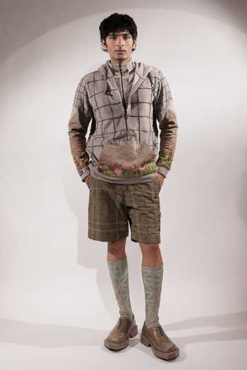 Jubinav Chadha_Grey Fleece Mountain Patchwork Zip Up Hoodie _Online_at_Aza_Fashions