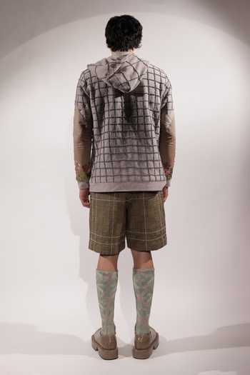 Shop_Jubinav Chadha_Grey Fleece Mountain Patchwork Zip Up Hoodie _at_Aza_Fashions