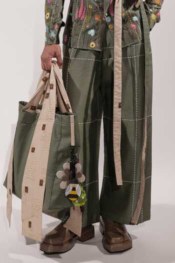 Shop_Jubinav Chadha_Green Silk, Cotton Kantha Embroidered Wide Leg Pant _Online_at_Aza_Fashions