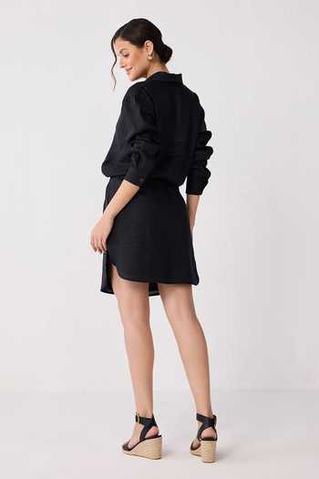 Shop_Reistor_Black Hemp Collared Meet Me By The Cliff Dress _at_Aza_Fashions
