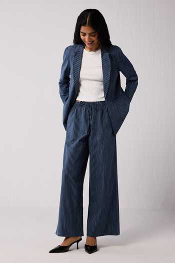 Reistor_Blue Cotton, Spandex Weekday Plain Blazer And Pant Set _Online