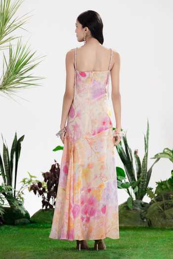 Shop_Siddhartha Bansal_Multi Color Crepe Sweetheart Neck Rouge Kiss Day Dress _at_Aza_Fashions